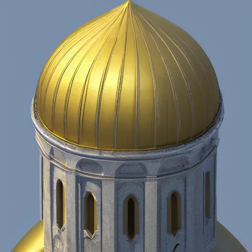 Image similar to bullet in the kremlin shape, dome form, digital art, 3 d high details render, unreal