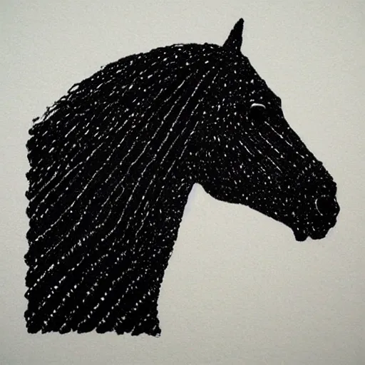 Image similar to horse, drawn with dots, art, minimalist, simple,