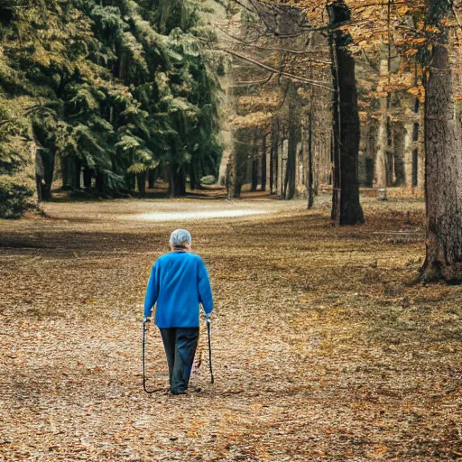 Image similar to elderly man walking a terrifying and evil creature, leash, park, canon eos r 3, f / 1. 4, iso 2 0 0, 1 / 1 6 0 s, 8 k, raw, unedited, symmetrical balance, wide angle