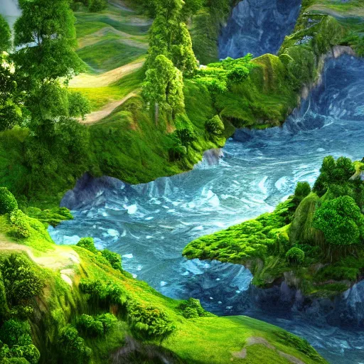 Image similar to A realistic beautiful natural landscape, 4k resolution, hyper detailed