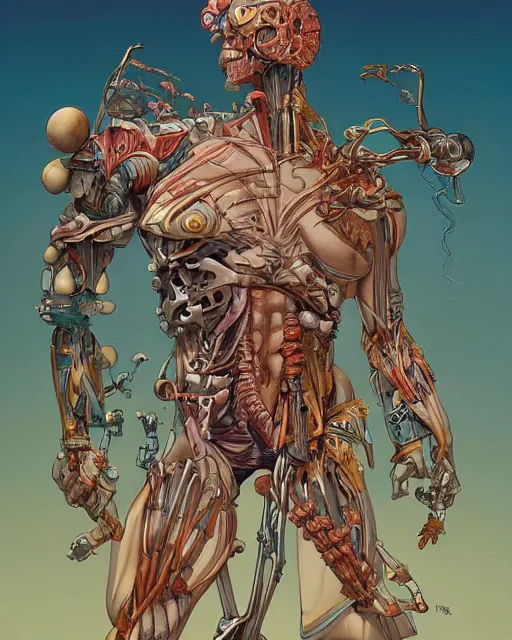 Prompt: pixel art of human muscular anatomy and cyborg hybrid by peter mohrbacher, by katsuya terada, by paul pope, by roger dean