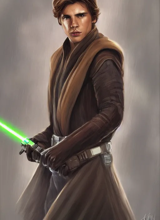 Image similar to jacen solo, jedi from star wars legends books, science fiction portrait by salvador trakal, trending on artstation, grat lighting