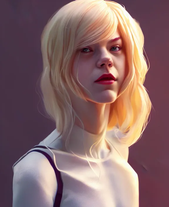 Image similar to gwen stacy female spiderman, pure white, au naturel, hyper detailed, digital art, radiant highlight, trending in artstation, cinematic lighting, studio quality, smooth render, unreal engine 5 rendered, octane rendered, art style by klimt and nixeu and ian sprigger and wlop and krenz cushart.