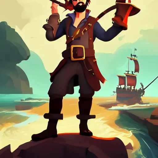 Image similar to painting jack the pirate on sea of thieves game avatar hero smooth face median photoshop filter cutout vector behance hd by jesper ejsing, by rhads, makoto shinkai and lois van baarle, ilya kuvshinov, rossdraws, illustration, art by ilya kuvshinov and gustav klimt