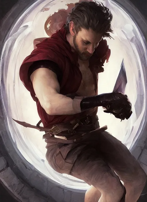 Image similar to character concept portrait of an attractive young angry Spanish wizard with pale red skin enchanting a flaming spell, a floating iridescent spell book in the center, intricate, elegant, digital painting, concept art, smooth, sharp focus, illustration, from Metal Gear, by Ruan Jia and Mandy Jurgens and William-Adolphe Bouguereau, Artgerm