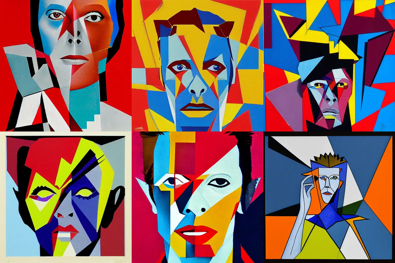 Prompt: David Bowie, cubism