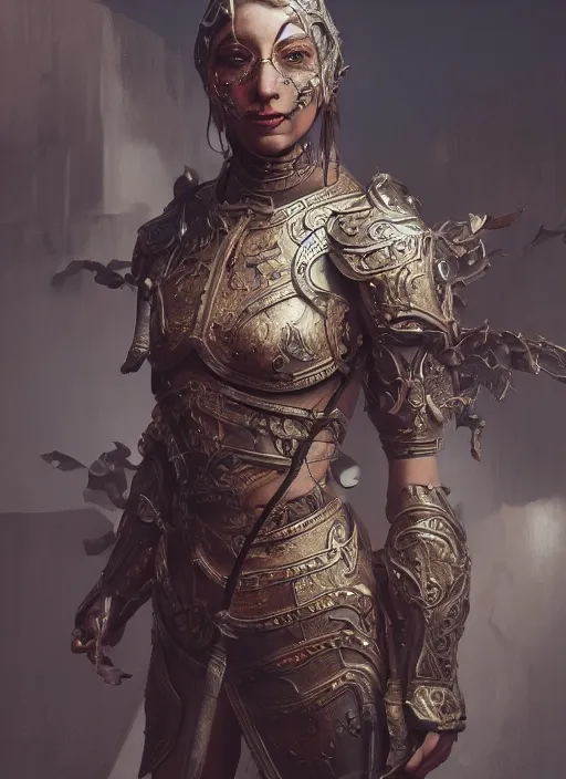 Image similar to realistic full body concept art illustration oil painting of a beautiful crusader-woman in insanely detailed and intricate clothing, octane render, sss, postprocessing, 4k, cinematic lighting