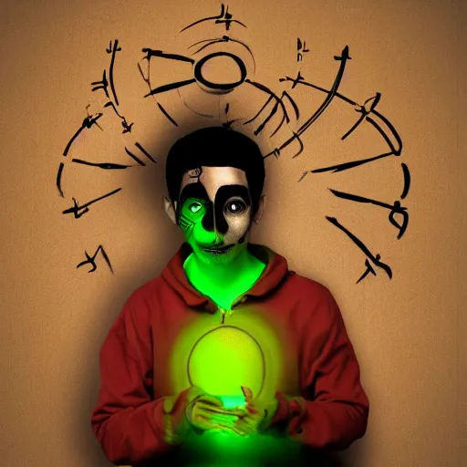 Image similar to A body art. A rip in spacetime. Did this device in his hand open a portal to another dimension or reality?! brown, Danny Phantom by Pamela Coleman Smith elaborate