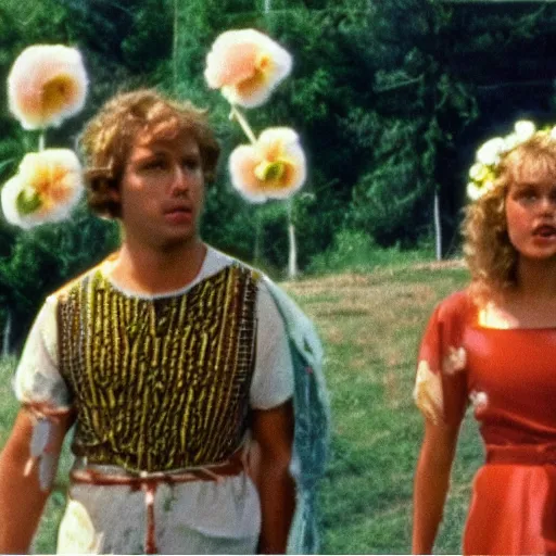 Image similar to vhs 1 9 8 0 s footage of a scene from the movie midsommar