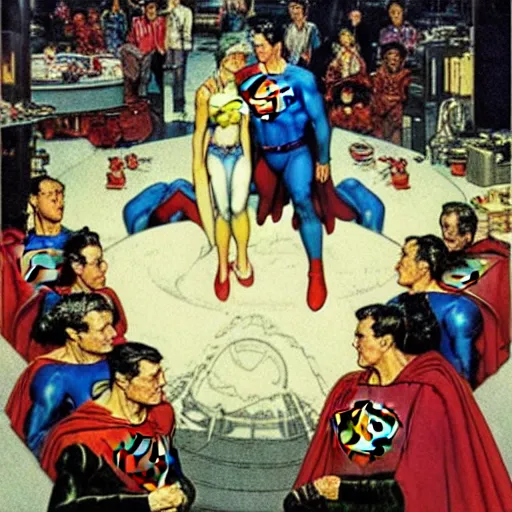 Prompt: a day in the life of superman's home world krypton by norman rockwell - n 4