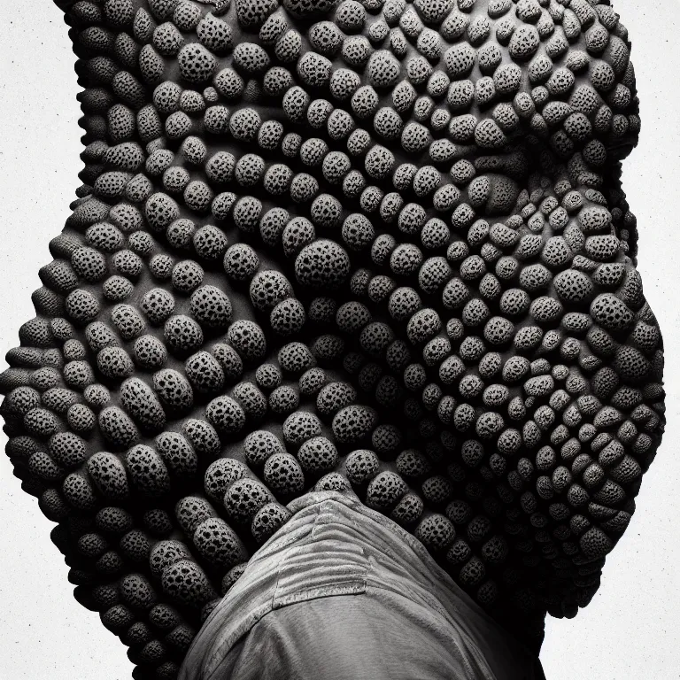 Prompt: portrait of beautiful man wearing black ribbed trypophobia black mask covered with ribbed spinal tubes, wastelands, baroque painting, beautiful intricate insanely detailed octane render, artstation, 8 k artistic harsh flash photography, photorealistic, volumetric perfect light, chiaroscuro, beeple, annie liebovitz, raphael, caravaggio, rutkowski