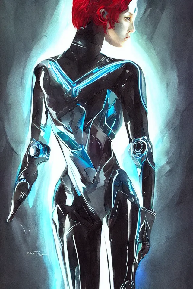 Prompt: Quorra, from the movie Tron: Legacy (2010), pencil and water colors, vibrant colors, Artstation x, WLOP