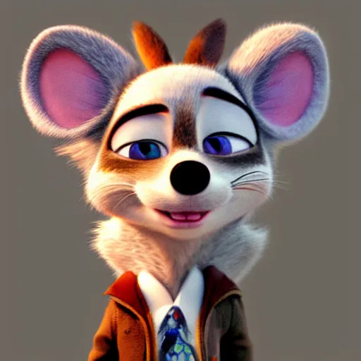 Prompt: 3 d render, portrait, headshot, closeup, anthropomorphic mouse, female, in a maxi white dress, in the style of zootopia, closeup, artstation