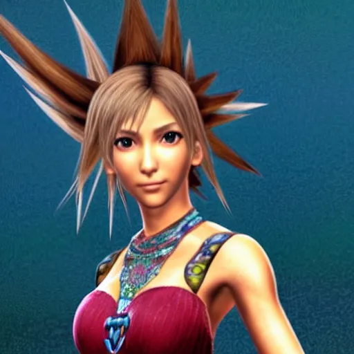 Prompt: character design of shakira by tetsuya nomura, final fantasy x