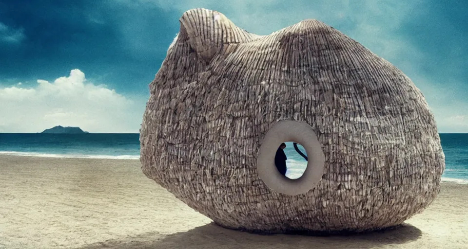 Image similar to seashell house, atmospheric cinematography