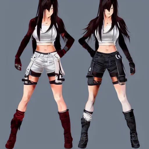 Image similar to concept art of alternate outfits for tifa lockhart, detailed, trending on artstation