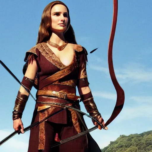 Prompt: Natalie portman as a beautiful archer in a fantasy