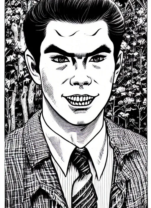 Prompt: portrait of archie andrews, intricate, highly detailed, illustration, art by junji ito, junji ito