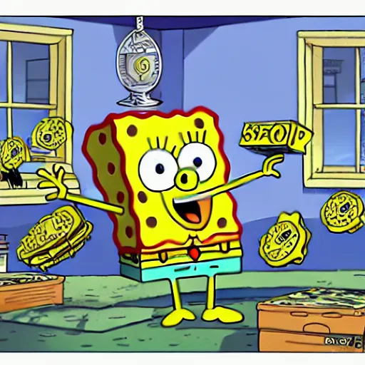 Image similar to spongebob investing in bitcoin