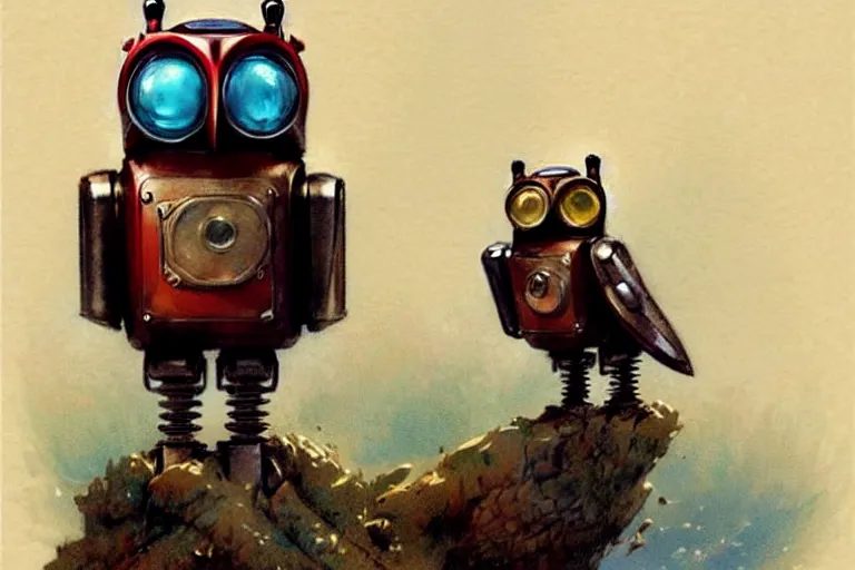 Image similar to adventurer ( ( ( ( ( 1 9 5 0 s retro future robot android owl. muted colors. ) ) ) ) ) by jean baptiste monge!!!!!!!!!!!!!!!!!!!!!!!!! chrome red