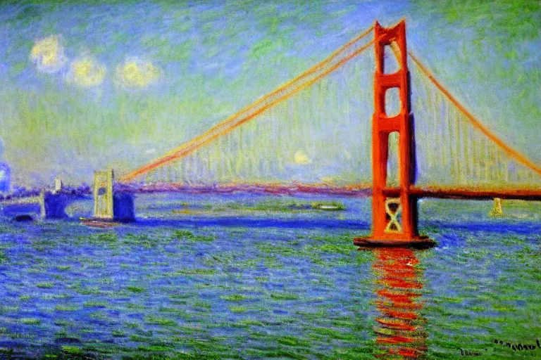 Image similar to monet painting of the golden gate bridge