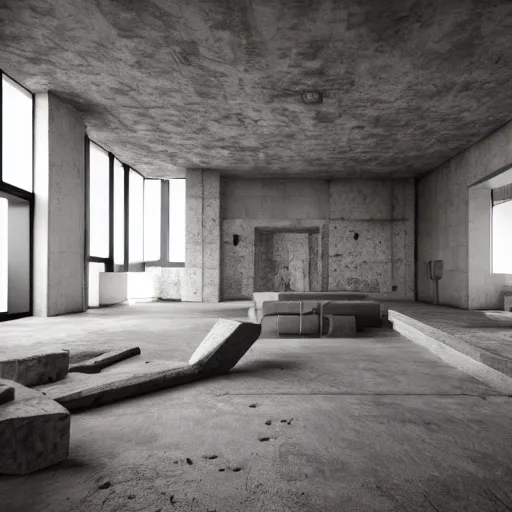 Image similar to brutalist fortress interior design ominous dark powerful giant open space high quality octane render