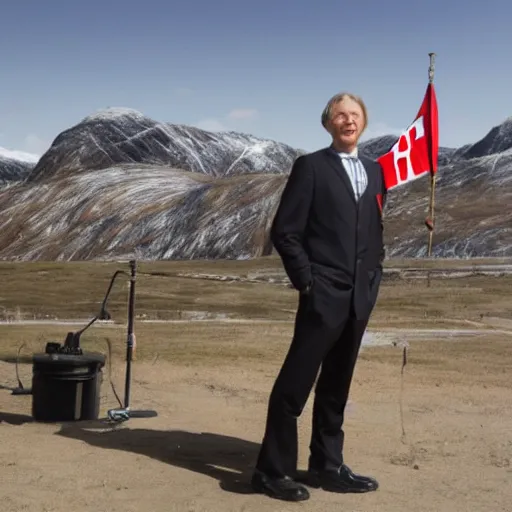 Prompt: norwegian oil baron, presiding over his oil fields