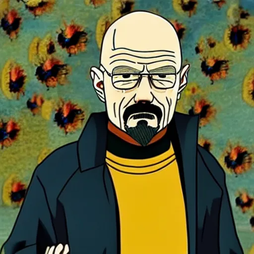 Prompt: walter white becomes naruto in horror film by van gough