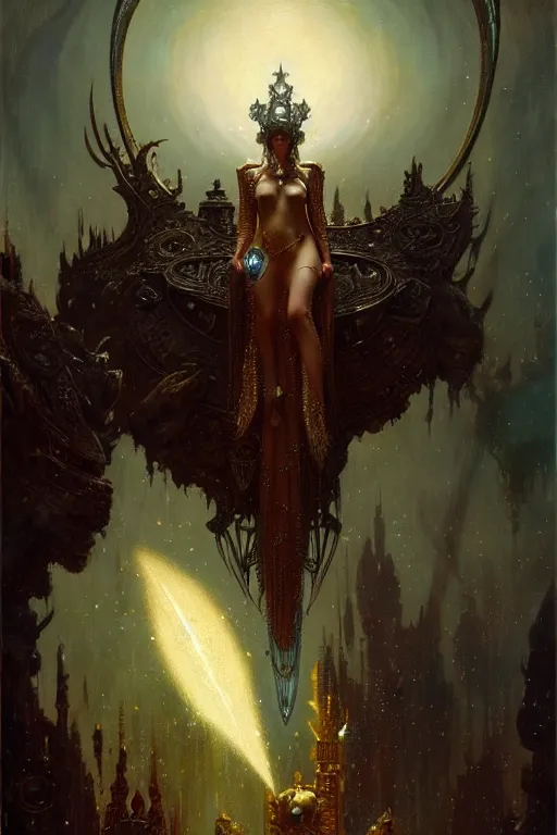 Image similar to the king of diamonds by gaston bussiere, bayard wu, greg rutkowski, giger, maxim verehin