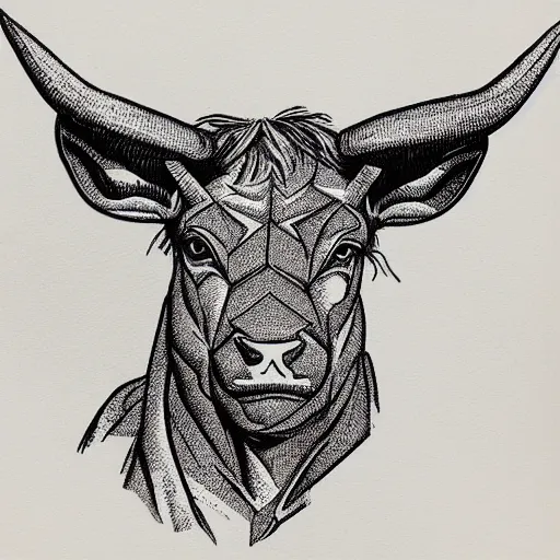 Image similar to a crosshatch minotaur.