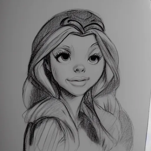 Image similar to milt kahl pencil sketch of chloe grace moretz as disney snow white