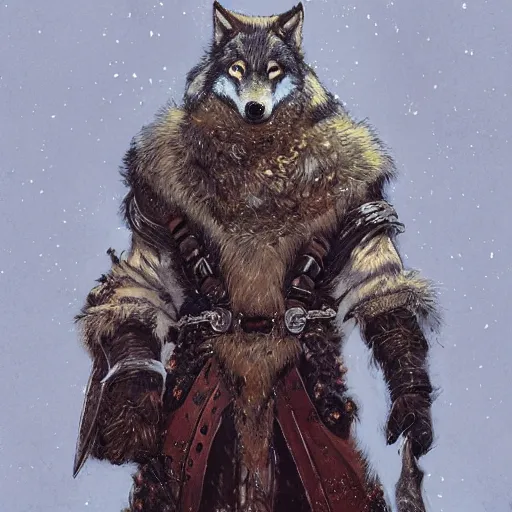 Prompt: a detailed portrait of a wolf druid dressed with a leather armor, by victo ngai and greg rutkowski, digital art, realistic painting, very detailed, fantasy, dnd, trending on artstation