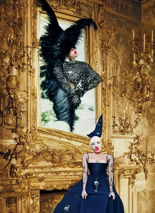 Image similar to lady gaga by Tim Walker posing in an expensive mansion setting , vogue magazine, Highly realistic. High resolution. Highly detailed. Dramatic. 8k.4k.