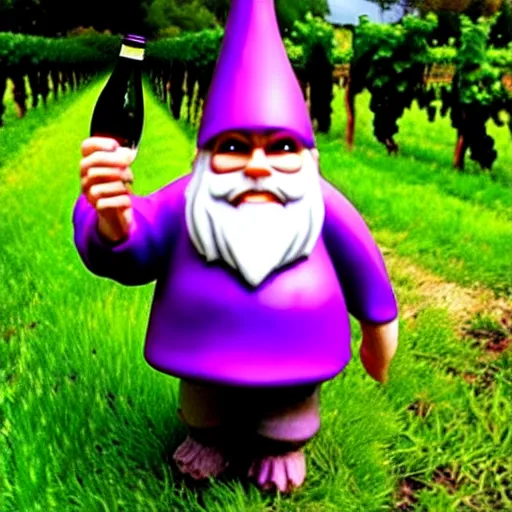 Image similar to purple gnome controlling spirits to fight off tree people in a winery. fantasy