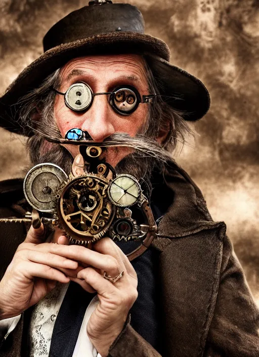 Image similar to closeup portrait of steampunk weazle wearing a monocle, depth of field, zeiss lens, detailed, symmetrical, centered, fashion photoshoot, by Annie Leibovitz and Steve McCurry, David Lazar, Jimmy Nelsson, Breathtaking, 8k resolution, extremely detailed, beautiful, establishing shot, artistic, hyperrealistic, beautiful face, octane render