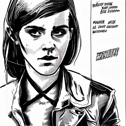 Prompt: emma watson in watchmen comic, drawn by dave gibbons, extreme detail, sharp focus, dramatic, artstation