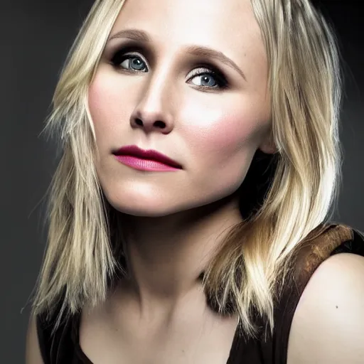 Image similar to beautiful highly detailed portrait photograph of kristen bell, 35mm, sigma f/1.4