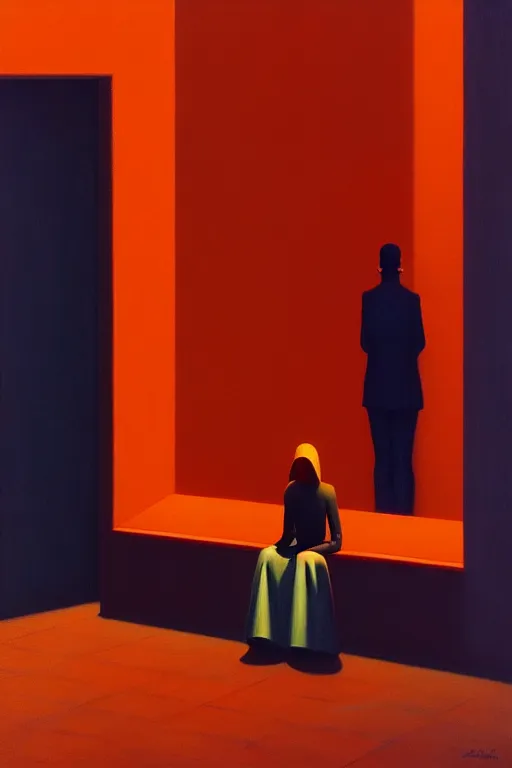 Prompt: isolation, edward hopper and james gilleard zdzislaw beksisnski higly detailed