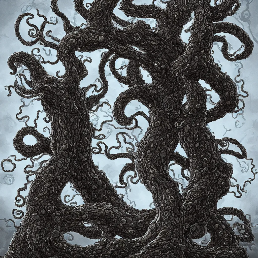 Prompt: a tree in the shape of a kraken, digital art, very detailed, trending on artstation