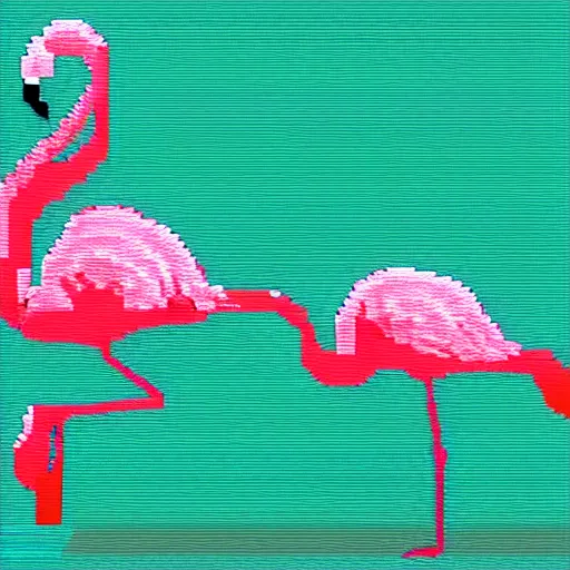 Image similar to flamingo pixel art