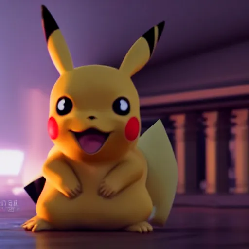 Image similar to A movie still of Pikachu as Detective Conan, exploration, photorealistic, concept art, cinematic, trending on artstation , realistic , 20mm camera , corona render , rule of thirds, hyper detailed , octane , 8k, photo-realistic maximum detail , volumetric light moody cinematic epic , ultra photoreal, octane render, render in unreal engine 5, 8k