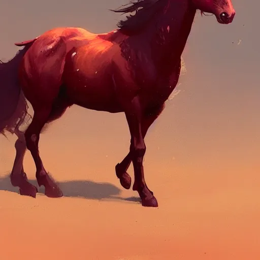 Image similar to Then a reddish horse came out. , digital Art, Greg rutkowski Trending artstation