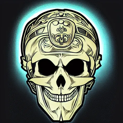 Image similar to anime manga skull portrait soldier boy helmet disney cartoon skeleton illustration style by Alphonse Mucha pop art nouveau