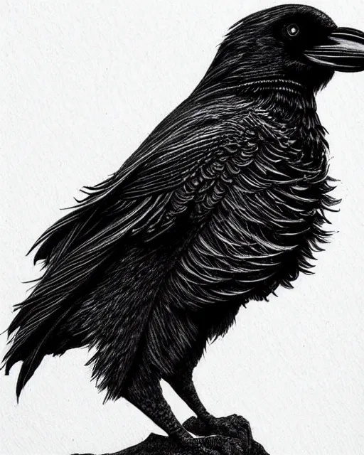 Image similar to mystical raven, black ink on paper, trending on artstation, beautiful, intricate, detailed