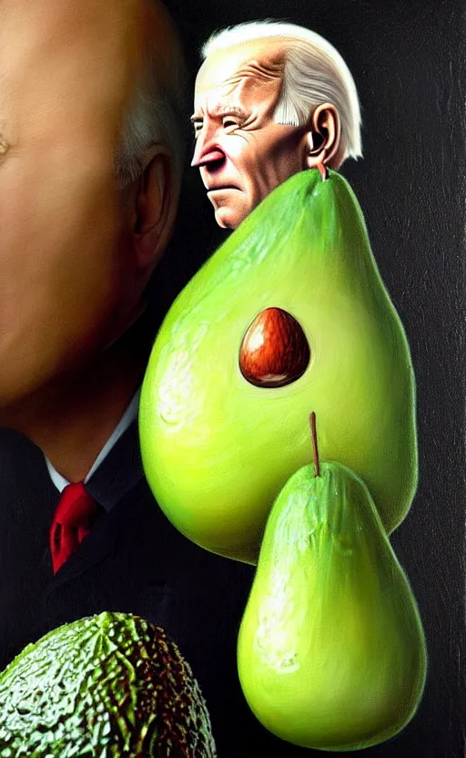 Image similar to joe biden as a avocado painting by chiara bautista, beksinski and norman rockwell and greg rutkowski weta studio, tom bagshaw and lucasfilm