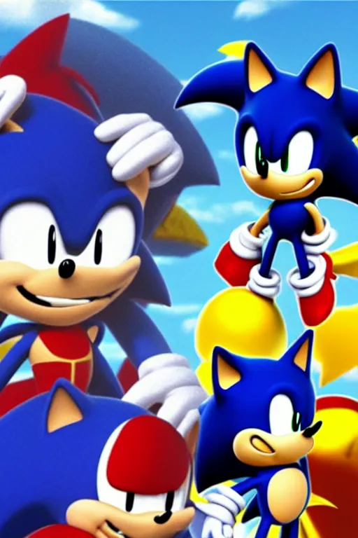 Image similar to Sonic the hedgehog bullies Klonoa for being a baby while watching space jam, 4K, detailed