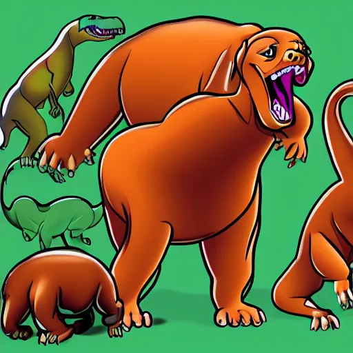 Image similar to Rottweiler dinosaur chimera, cartoon