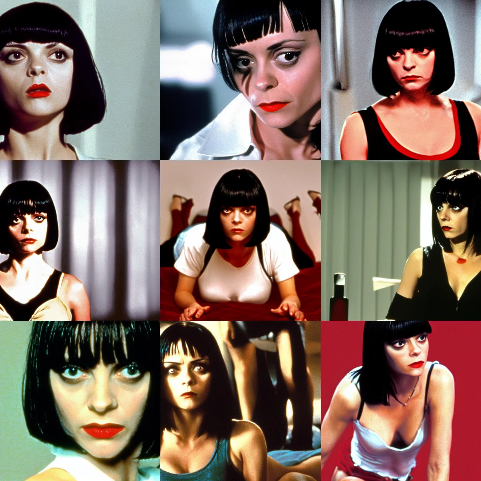 Prompt: christina ricci as mia wallace in pulp fiction