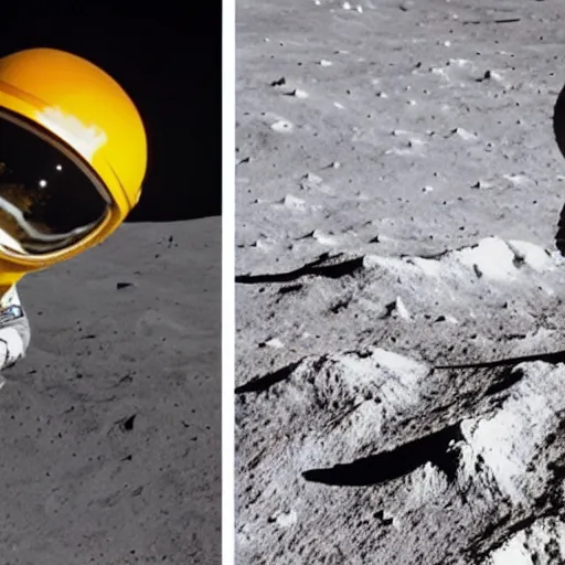 Prompt: photo of Elon Musk on the moon made of cheese, lunar surface made of cheese