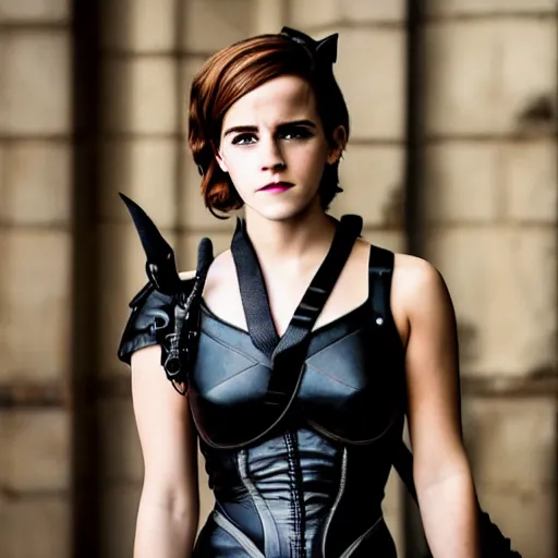 Image similar to Emma Watson as Catwoman, XF IQ4, f/1.4, ISO 200, 1/160s, natural light, Adobe Lightroom, DxO Photolab, polarizing filter, Sense of Depth, AI enhanced, HDR